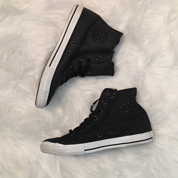 black leather converse girls